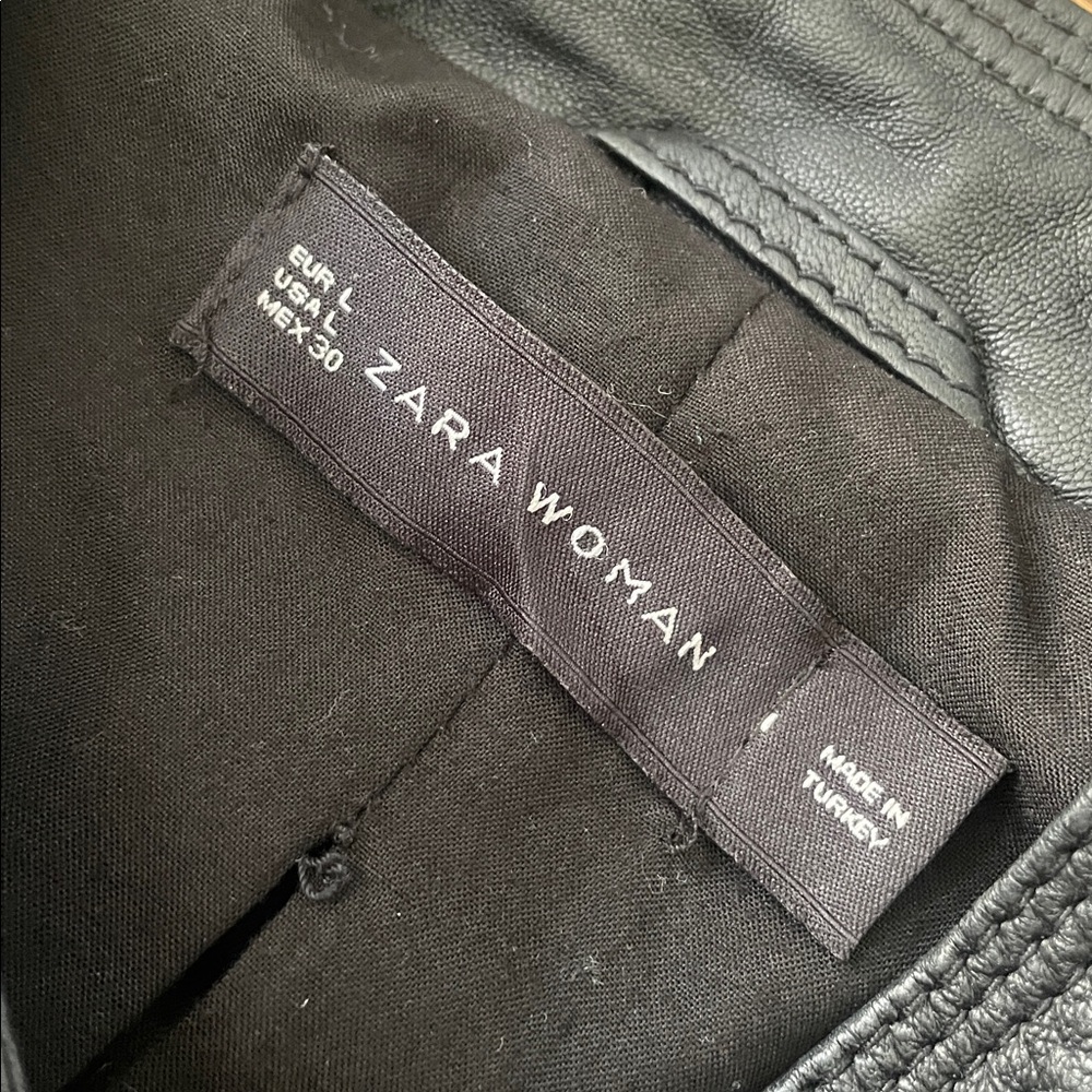 ZARA Woman Black Soft Sheep Skin Leather Moto Jacket - Picture 5 of 7